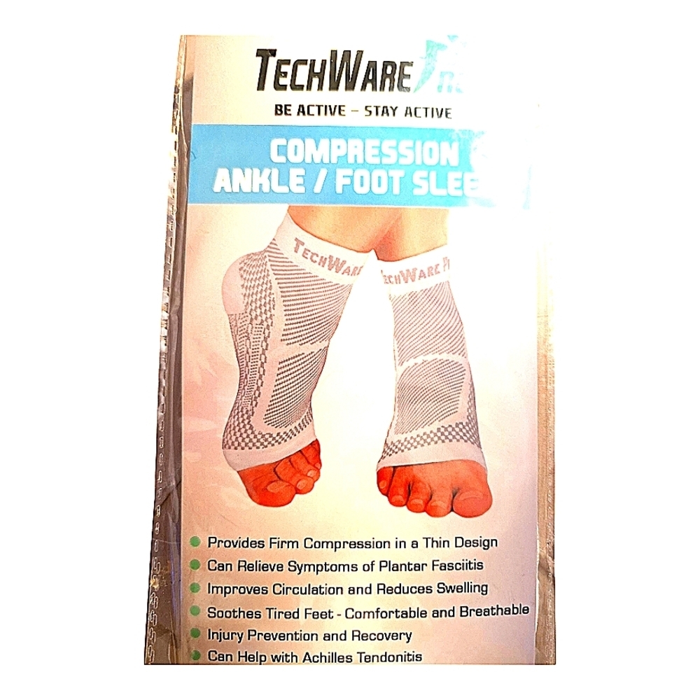 NWT TechWare Pro Ankle Compression Sleeves for Plantar Fasciitis L/XL